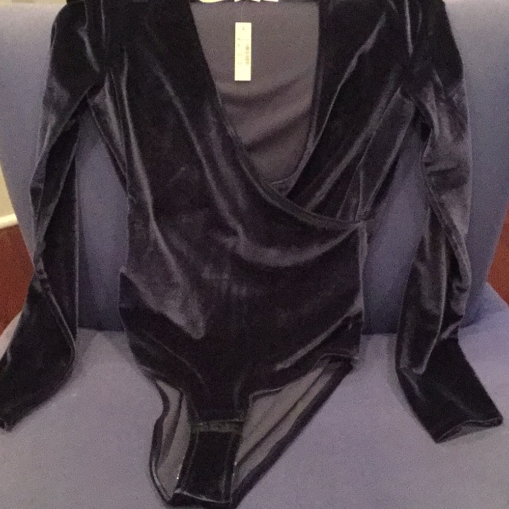 Madewell faux wrap velvet bodysuit